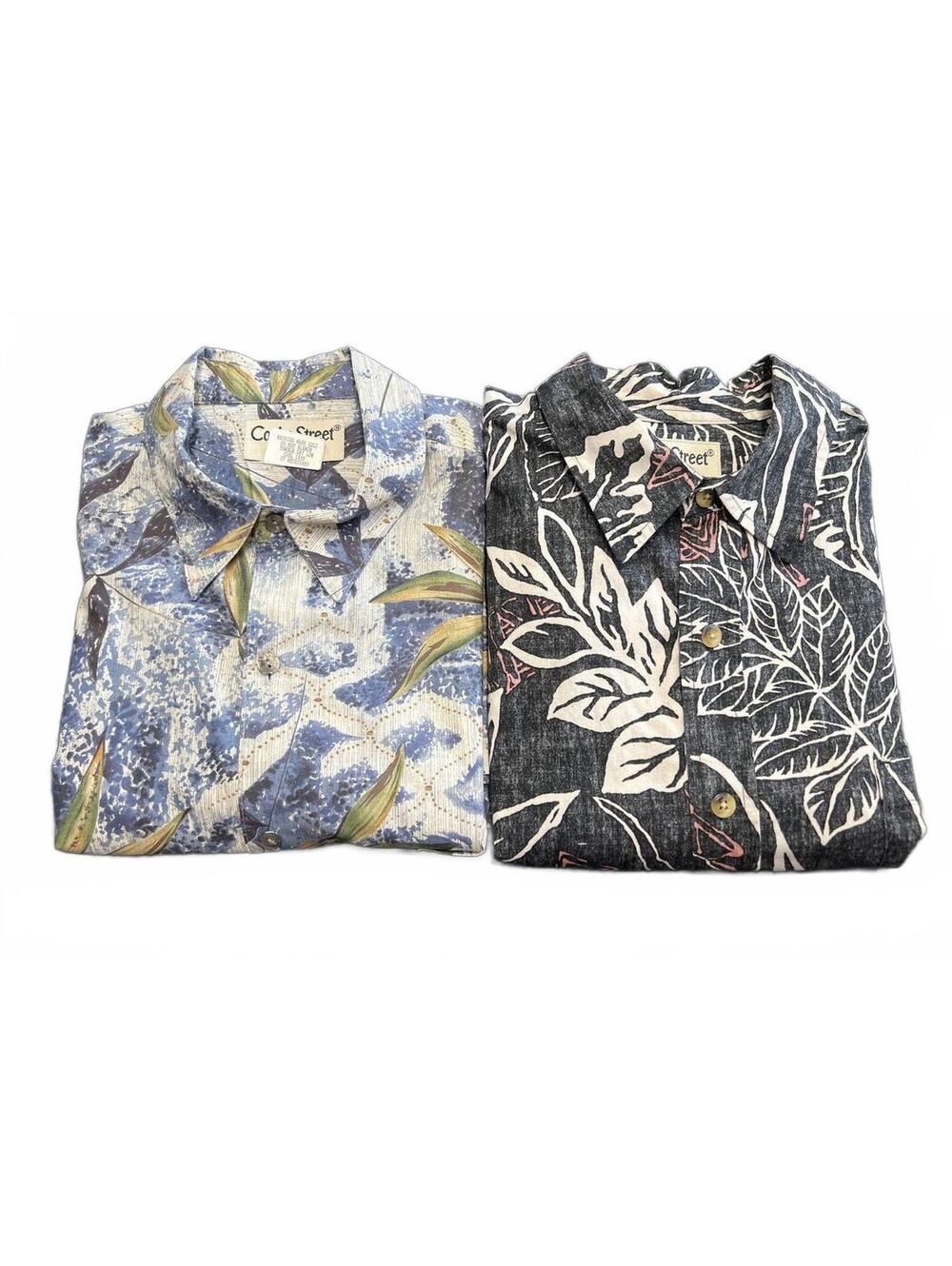 2 VTG Cooke Street Honolulu Hawaiian Aloha Shirts Large 100% Cotton Floral